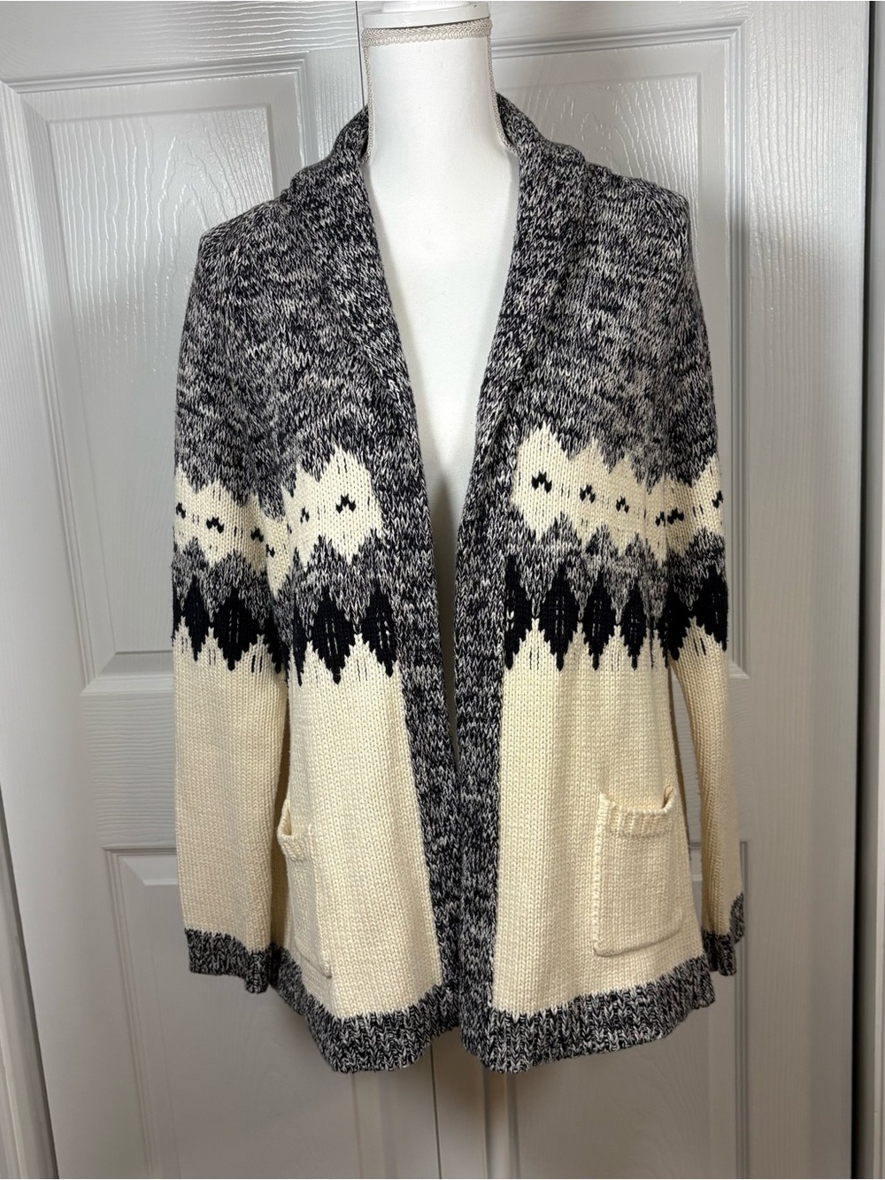 THE GREAT Fair Isle Nordic Coastal Preppy Oversized Cardigan Sz 1